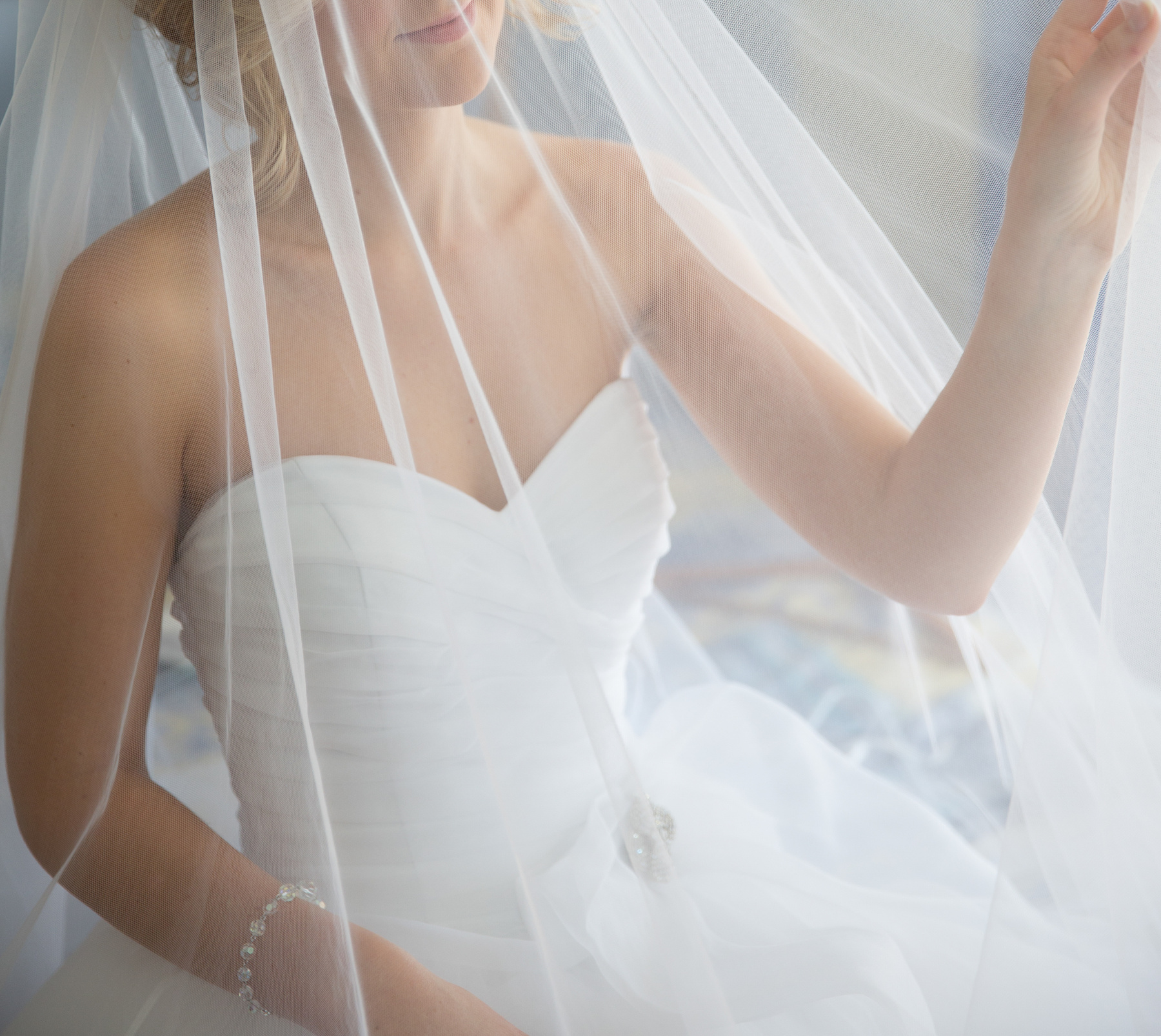 Bride Posing with Veil before Wedding